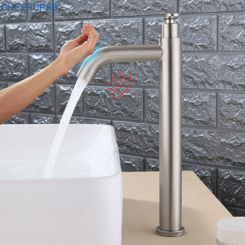 

Smart Touch Sensor Basin Faucet Stainless Steel Auto Sense Tap Single Hole Deck Mount Faucets Touch Actived Inductive Brush Taps