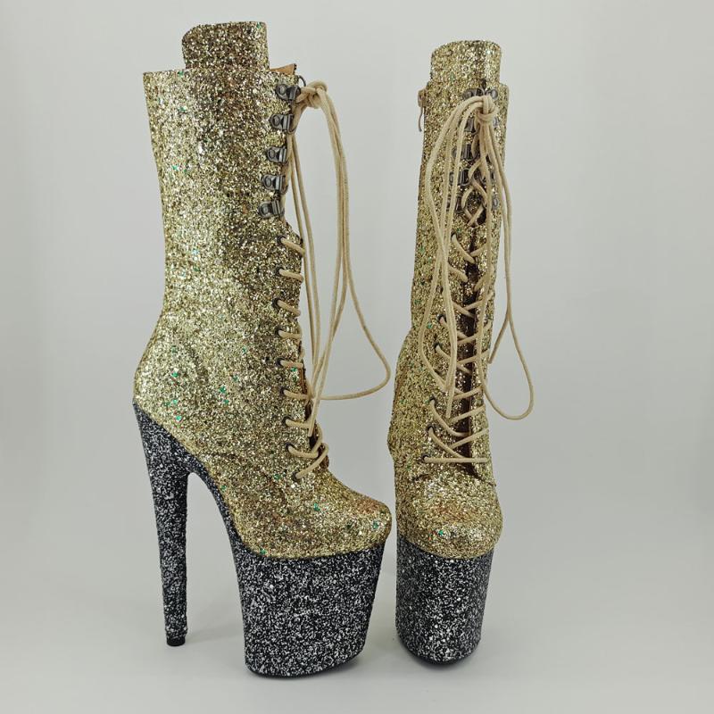 

Leecabe Glitter 20CM/8inches Pole dancing shoes High Heel platform closed toe Pole Dance boots, Same as picture