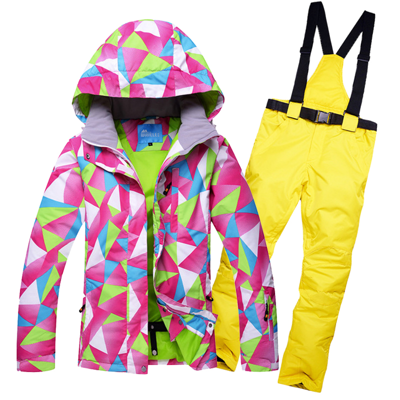 

2020 Women Ski Suit Windproof Waterproof Outdoor Sport Wear Skiing Snowboard Jacket Pant Super Warm Coat Trouser Suit Female Set, Color 2