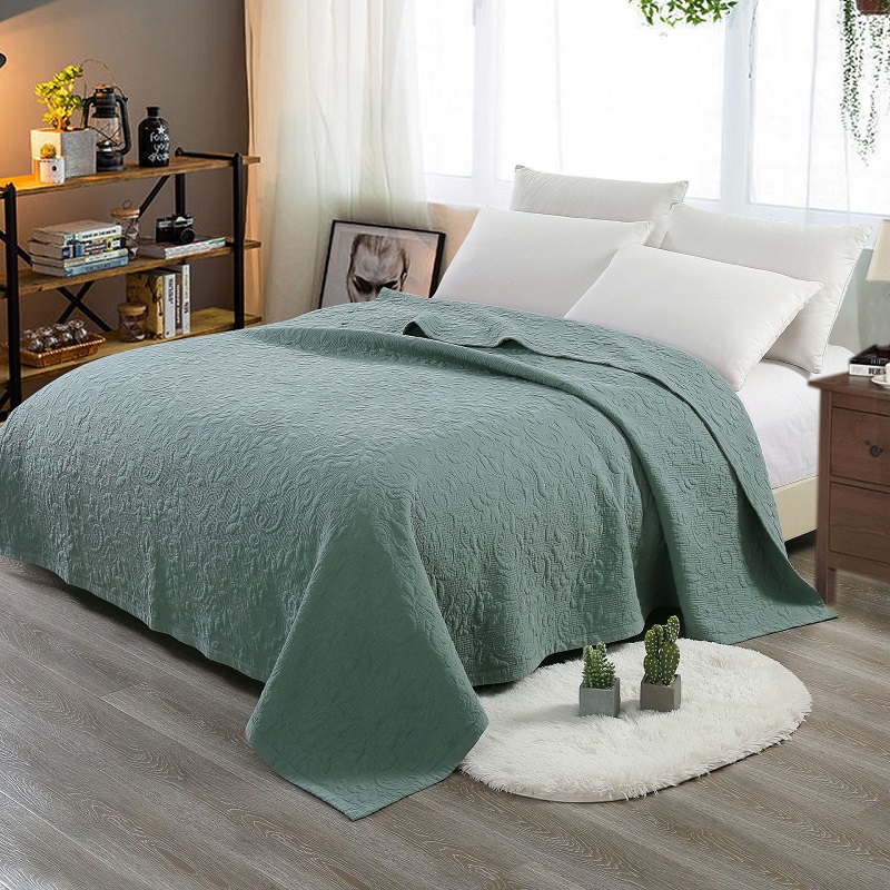 

CHAUSUB Quality Bedspread Quilt 1PC Sand Washing Cotton Quilts Embroidered Quilted Coverlet 200*230cm Soft Blanket 6-Colors, Gray