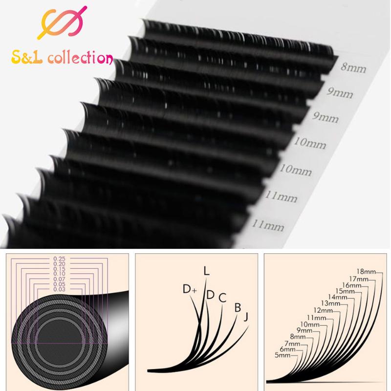 

16rows/case 8-19mm mix length JBCD Curl Eyelashes Extension Lashes Individual Eyelash Extension for Makeup