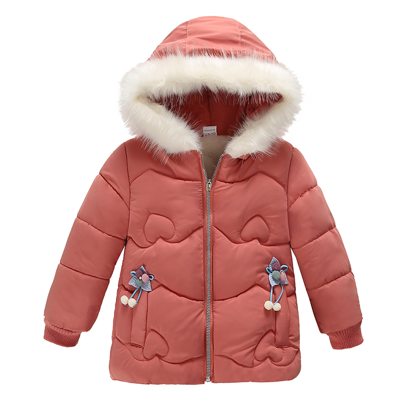 

Toddler Girls Thicken Warm Winter Coats For Girls Jacket Fashion Children Hooded Jackets Kids Outerwear Coats children Clothes, Red