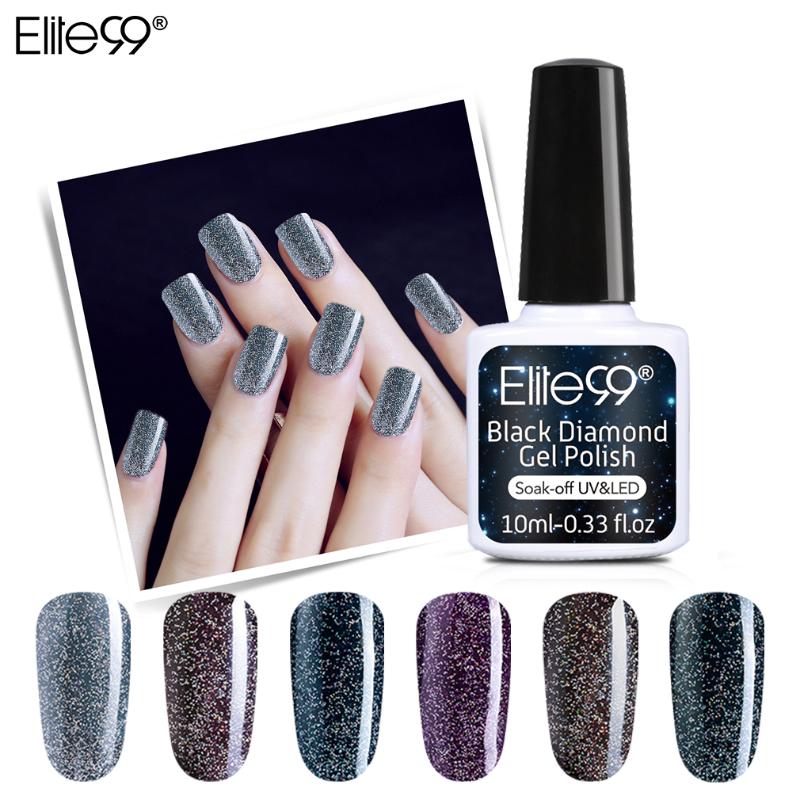 

Elite99 10ml Black Diamond UV Gel Nail Polish Holographic Shining Glitter Base Top Gel Nail Polish Hybrid Art Makeup