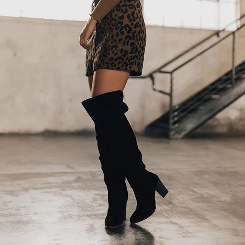 

DIHOPE Faux Suede Slim Boots Sexy Over The Knee High Women Fashion Winter Thigh High Boots Shoes Woman Fashion Botas Mujer, Black c