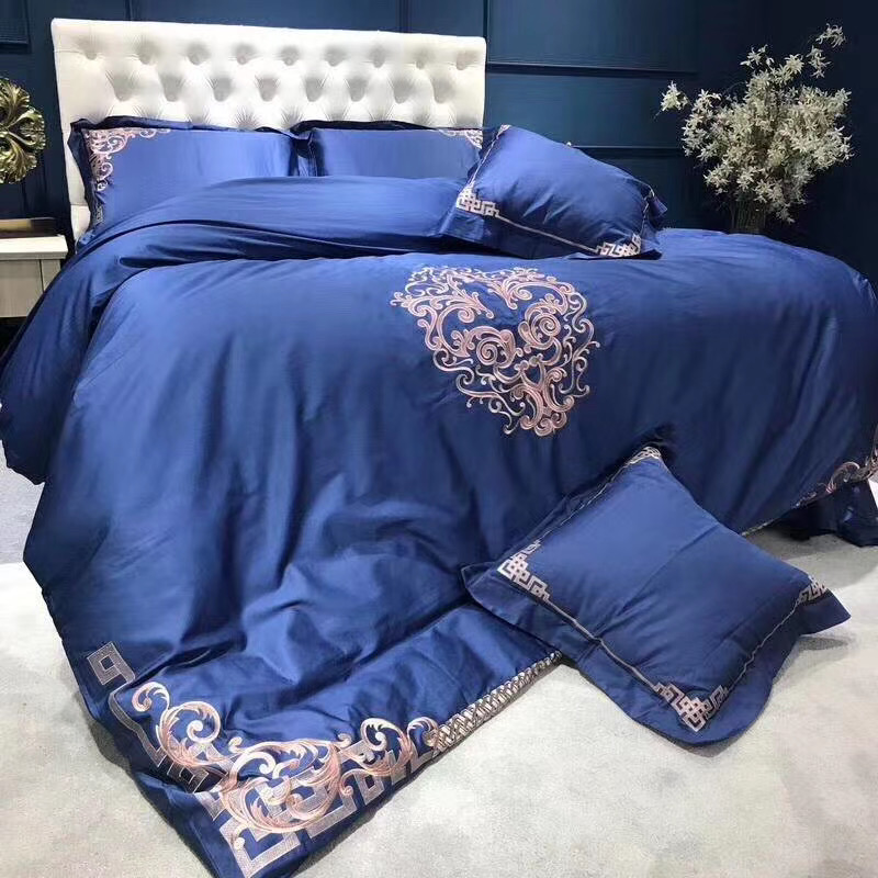 

Luxury embroidery bedding set 4/6pcs duvet cover flat sheet pillowcase, As pic