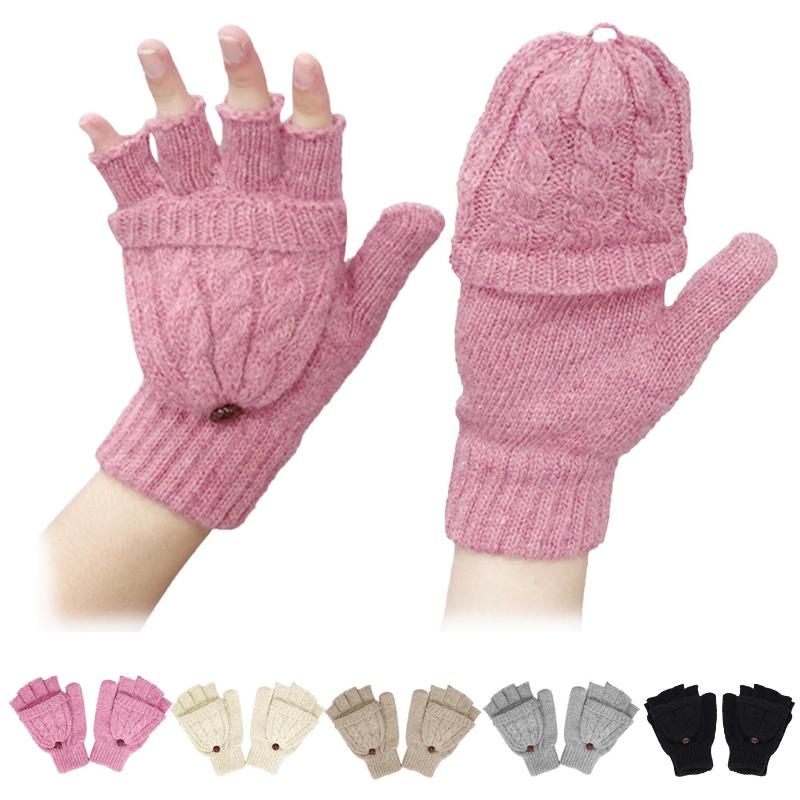 

Women Fashion Mitten Warm Gloves Female Fingerless Gloves Girl Woolen Knitting
