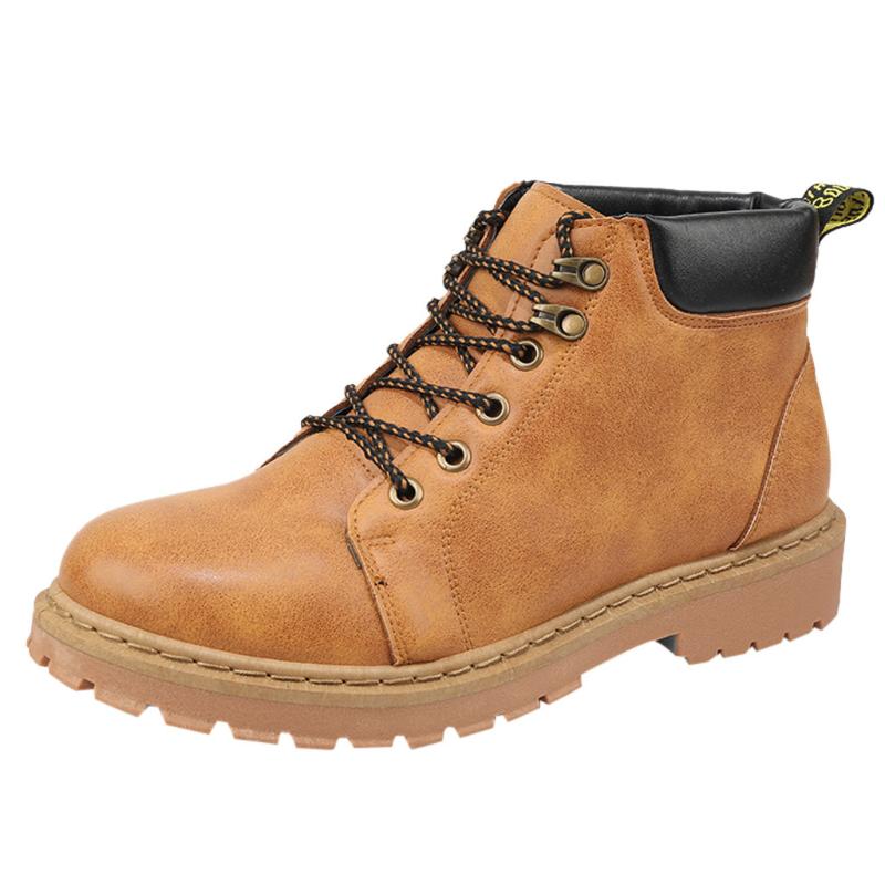 

Men's fashion snow boots waterproof matte texture vintage lace frock casual ankle boots lace matte texture, Black