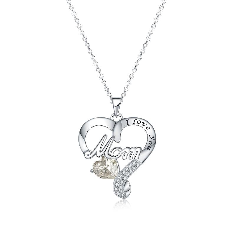 

Chains BONISKISS Mother's Birthday Gift I Love You Mom S925 Sterling Silver Heart Pendant Necklace Women 925 Jewelry 2021