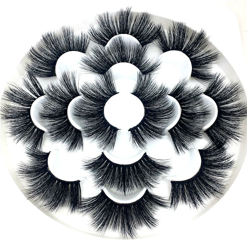 

2020 NEW 7 Pairs natural 3D Mink Hair False Eyelashes 25mm Long Lashes Extension Thick Wispy Fluffy Handmade Eye Makeup Tools
