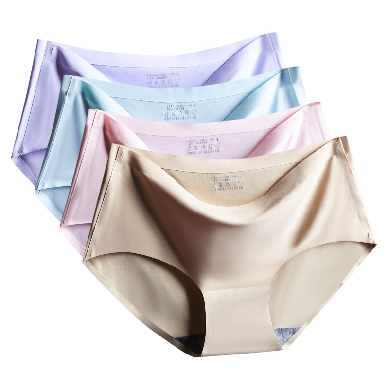 

5pcs/lot Ice Silk Underwear Seamless Solid Color Ice Silk Underwear Seamless Hip-lifting Breathable Invisible Triangle Ladies, 5pcs mixed