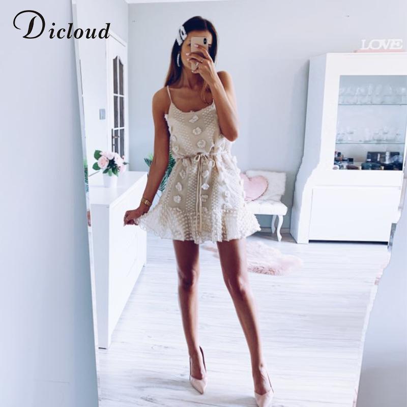

Hot Sale Sexy Spaghetti Strap Ruffles Women Summer Dress Boho Beige Backless Lined Party Beach Sundress Elegant Clothes Ladies clothing -XL