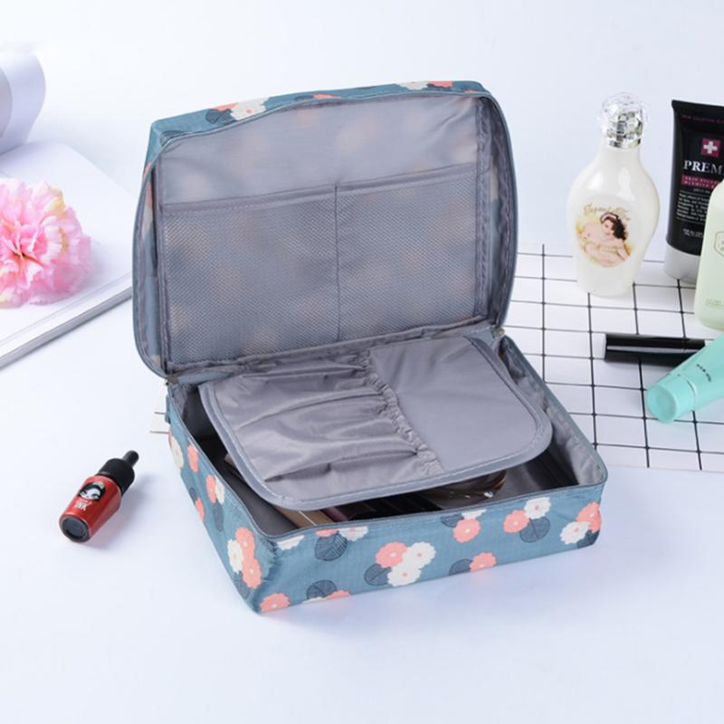 

100% Polyester Waterproof Cosmetics Bag Brand Organizer Travel Packing Cubes Beautician Bags Large Women Makeup Pouch Bags