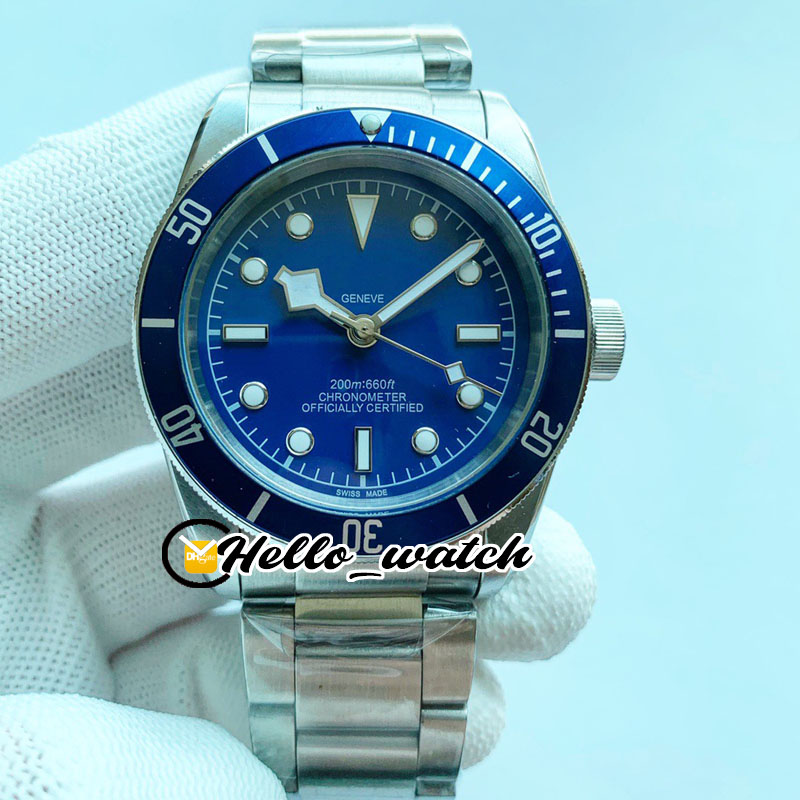 

New 1958 M79030b-0001 Blue Dial Automatic Mens Watch Blue Bezel Stainless Steel Bracelet High Quality Watches HWTD Hello_watch 2 Color, Custom waterproof service