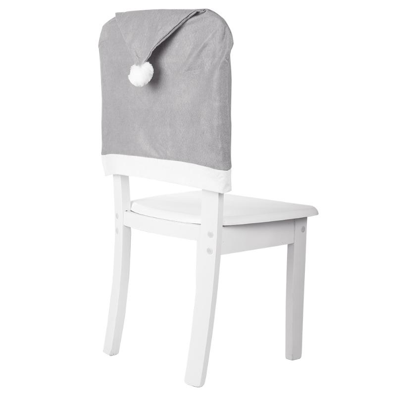 

Christmas Decorations 2021 Gray Non-woven Chair Cover Stool Set Big Hat Wholesale For Home