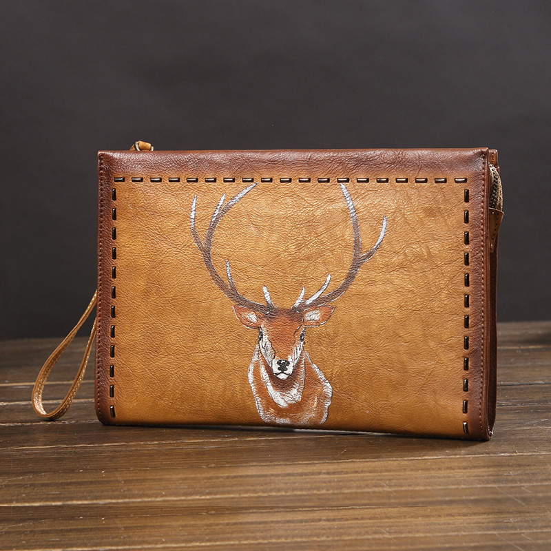 

Genuine Leather Dog prints Men Wallets for Holder Clutch Male bags Coin Purse Male Long Purses carteira masculina, As show