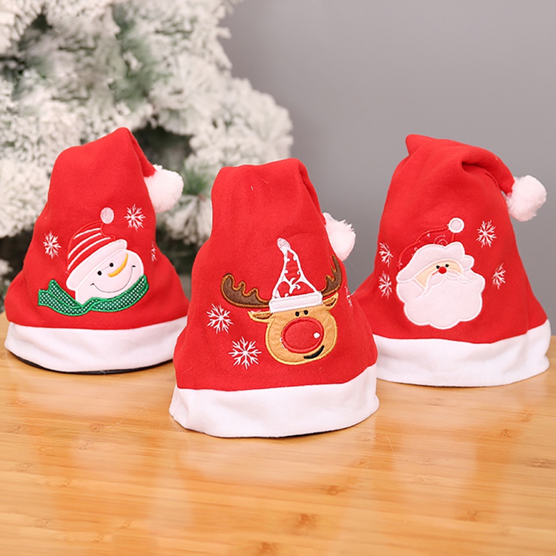 

Christmas Hat Cute Santa Claus Hat Ornaments Children Women Men Boys Girls Party Cap With Pompom For Christmas Party Props