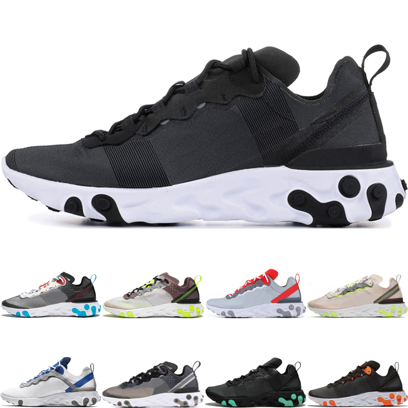 

Fashion men women React Element 87 55 running shoes Black White Dark Grey Desert Sand Green Mist royal red sneakers trainers
