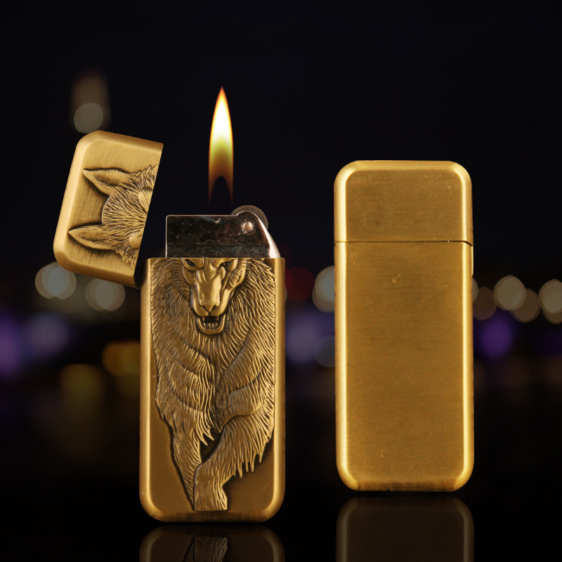

Metal Grinding Wheel Inflated Free Fire Lighter Relief Wolf Butane Gas Flint Unusual Lighter Smoking Accessories Gadget For Man NO GAS