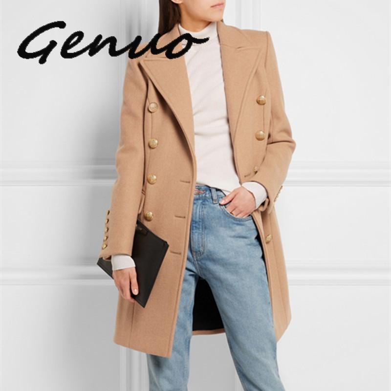 

New Arrival Winter Woolen Coat For Women 2020 Elegant Double-breasted Style Camel Black Wild Wool Blends Long Jacket