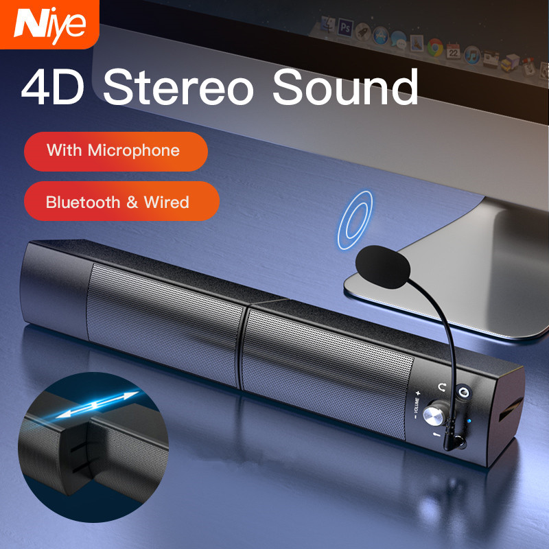

Computer Speakers Detachable Bluetooth Speaker Bar Surround Sound Subwoofer For Computer PC Laptop USB Wired Dual Music Player