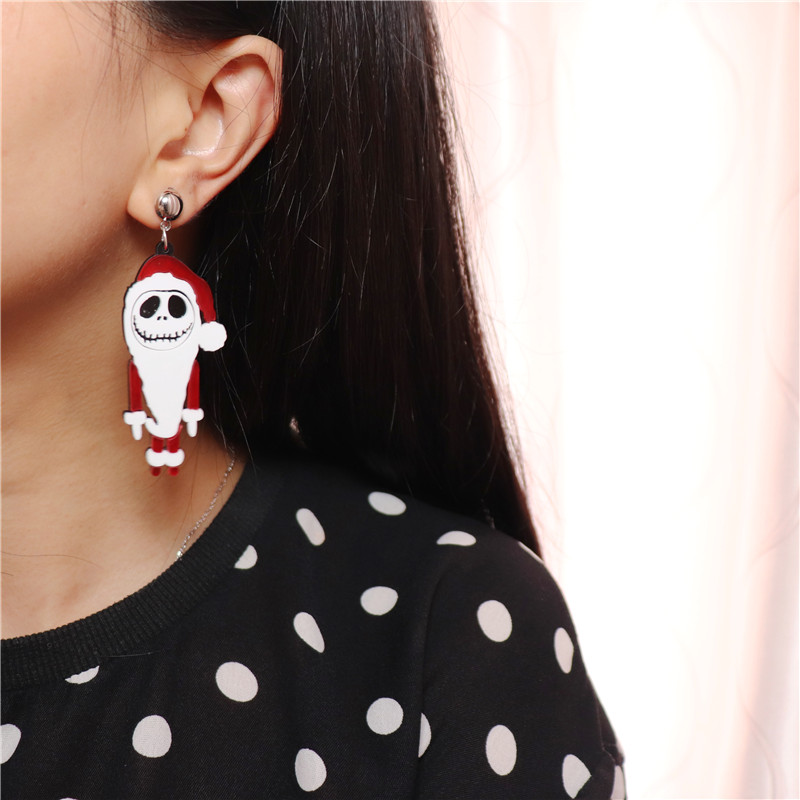 

2020 Sept. Scary Santa Claus Drop Earrings for Women Halloween ghost Dangle Earring Girls Jewellry