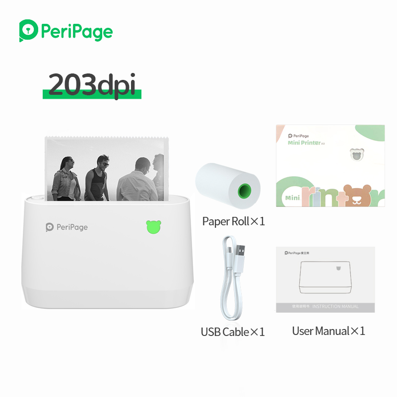 

Mini Pocket Wireless BT Thermal Printer Picture Photo Label Memo Receipt Printer USB Support for Smartphone Windows