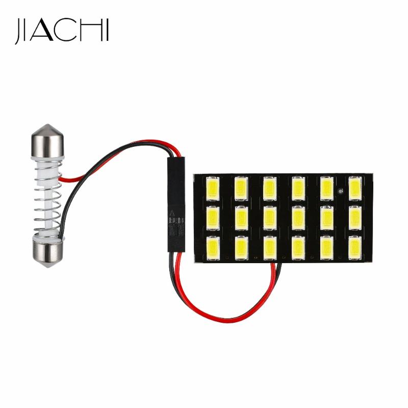 

JIACHI 10 x Motorcycle White Car Led Dome Light Bulb 12V 5630 SMD 18 chips Reading Light Bulb Covered With 3 Adapters car lamp, As pic