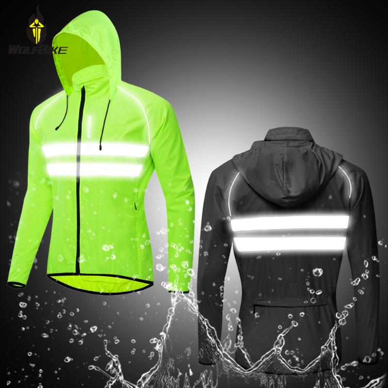 

Wolfbike Thin Hooded Caps Bike Jackets Men Windproof Reflective Water Rain Repellent Running Windbreaker Coats Cycling Jacket, 221p