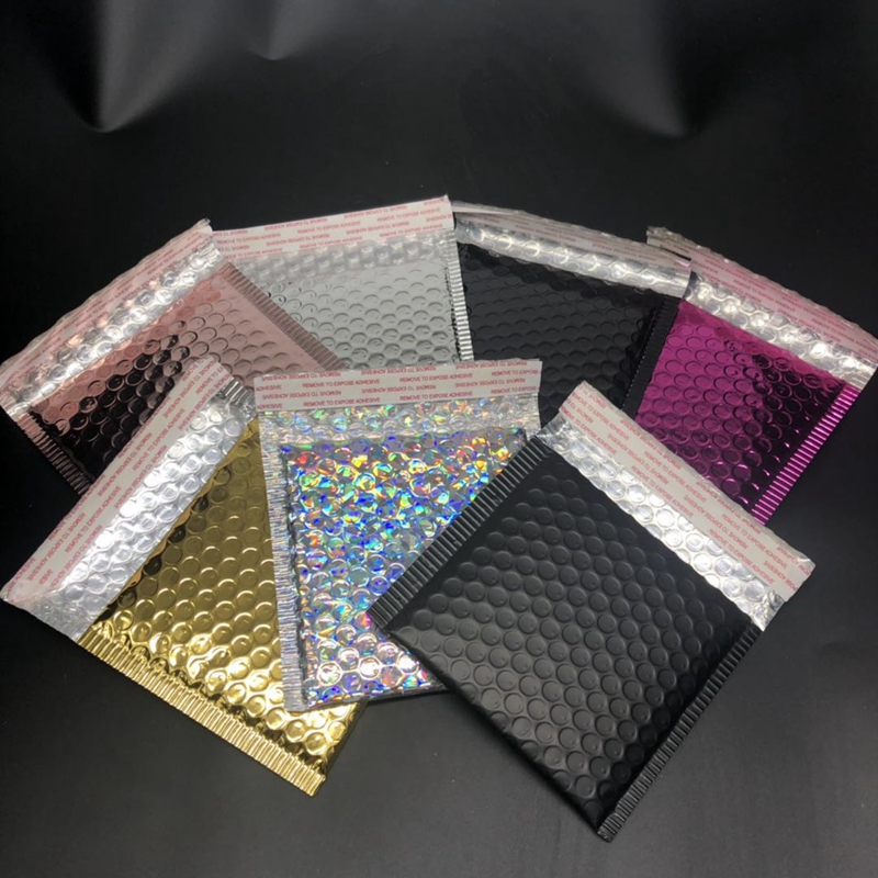 

5pcs/lot Gold Foil Plastic Padded Bubble Envelopes Bags Mailers Envelope With Bubble Mailing Bag Business Supplies 15*13cm+4cm