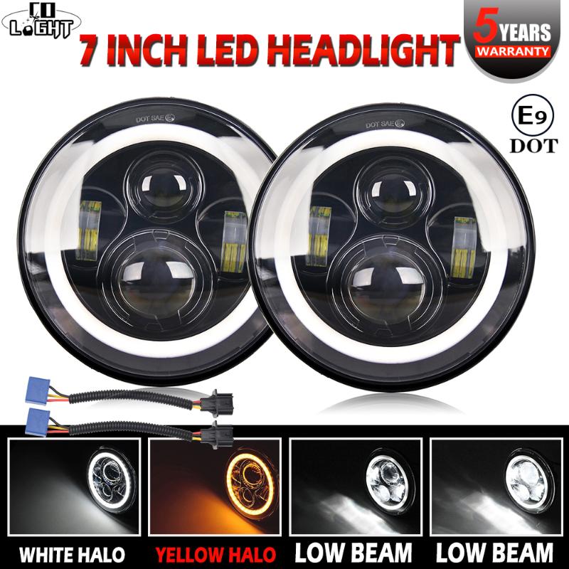 

CO LIGHT 7" LED Headlights 80W H4 Hi/low Beam Angle Eye Auto Led Driving Lights For Offroad Niva Lada 4x4 12V 24V 6500K 3500K