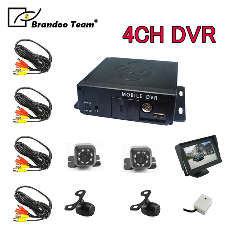 

4channel DVR CCTV CAR DVR + 4pcs camera + 1pcs 4.3" monitor+4pcs 5M video cable+1pcs microphone