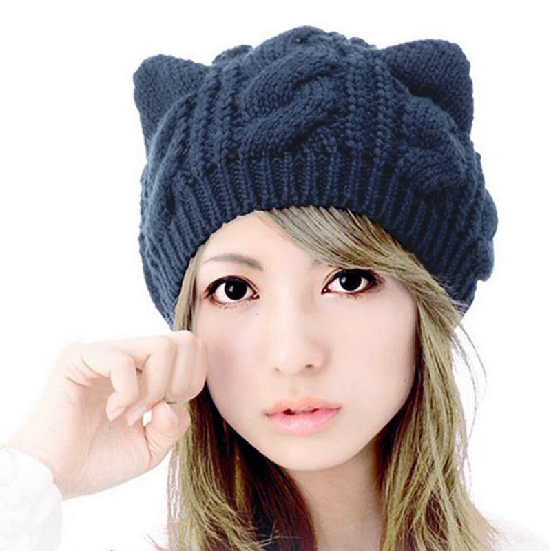 

Fashion Lady Girls Winter Warm Knitting Wool Cat Ear Beanie Ski Hat Cap -MX8, Yellow
