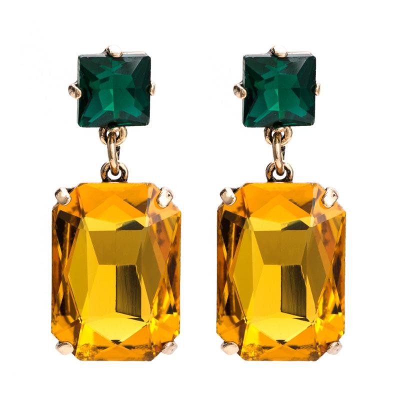

Qiaose High Quality Crystal Pendant Square Stud Earrings for Women Fashion Trendy Jewelry Bohemian Statement Earrings Wholesale