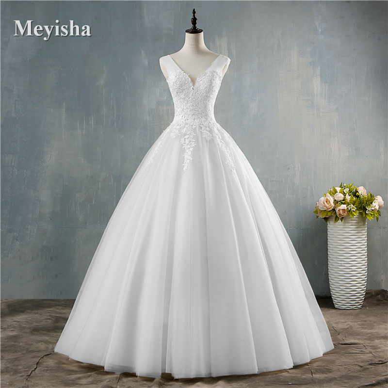 

new White pink champagne Deep V Neck Elegant Ball Gown Wedding Dresses for brides Dress Lace Plus Size