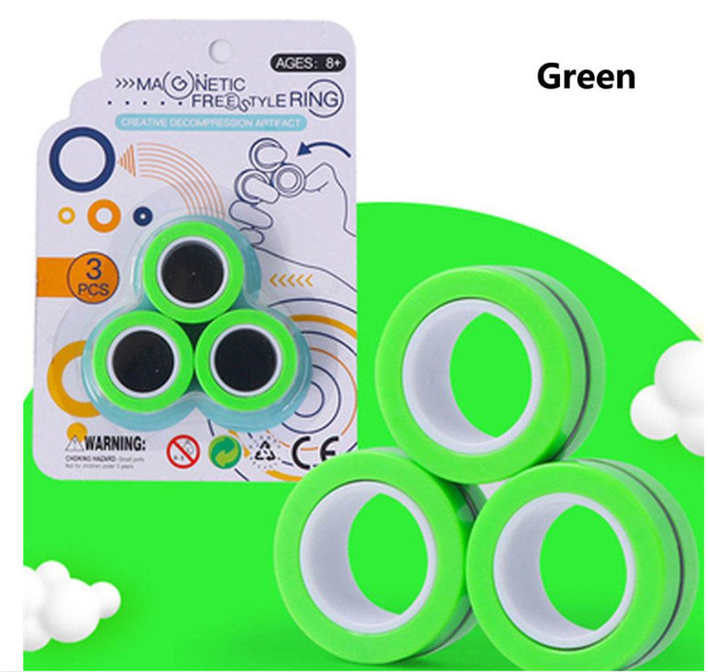 

Stress Relief Magnetic Ring Decompression Finger Toys Anti-stress Spinner For Adults Kids Christmas Gifts 3Pcs/Set