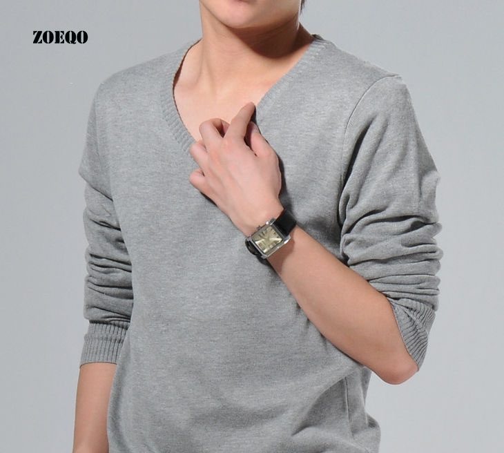 

ZOEQO brand Sale Regular Cotton Men Sweater V-neck Pullover Men Fashion black/white sweater, jumper knitwear 0432