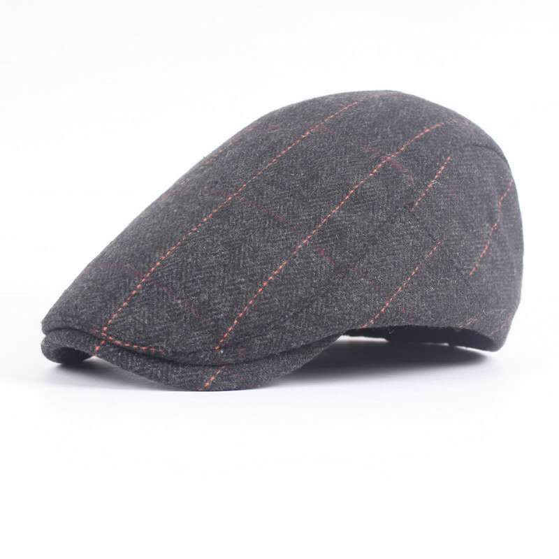 

Men Beret Hat Cotton Ivy Flat Cap Autumn Winter Newsboy Caps, Black