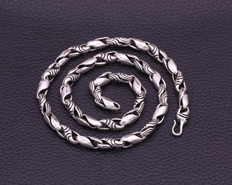 

8mm Real Solid 925 Sterling Silver Necklace punk rock Chain Men Women Jewelry gift A4575