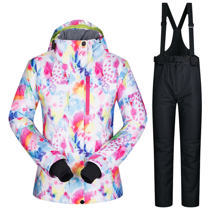 

Women Ski Suit Brands New Waterproof Breathable Warm Set Ski Jacket and Snow Pants Winter Snowboard Suits Women Winter Jacket, Fsc and light blue