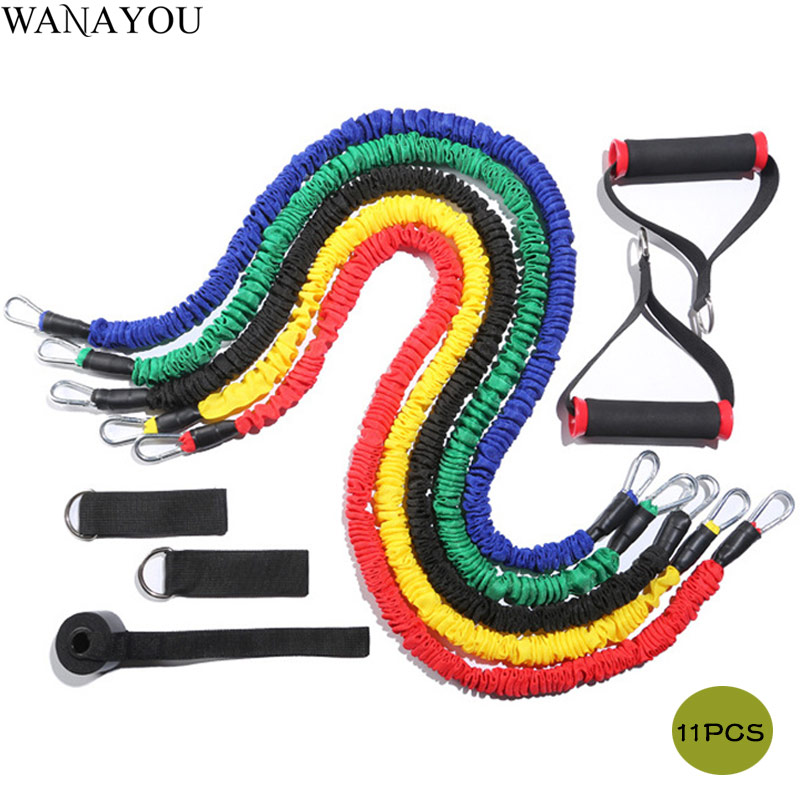 

WANAYOU 11 PCS Latex Resistance Bands, Men Elastic Pull Rope Workout Resistance Bands Set,Yoga Pilates Gym Fitness Equipment