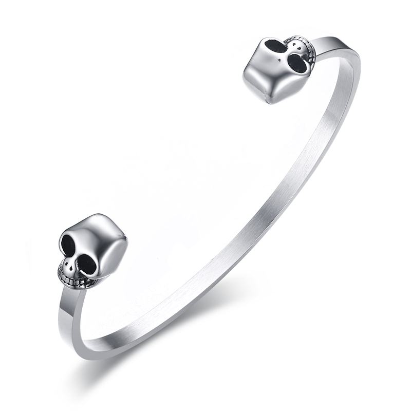 

Gothic Punk Skull Men Stainless Steel Double Skeleton Men's Bracelets Bangles Male Jewelry Accessory pulseira