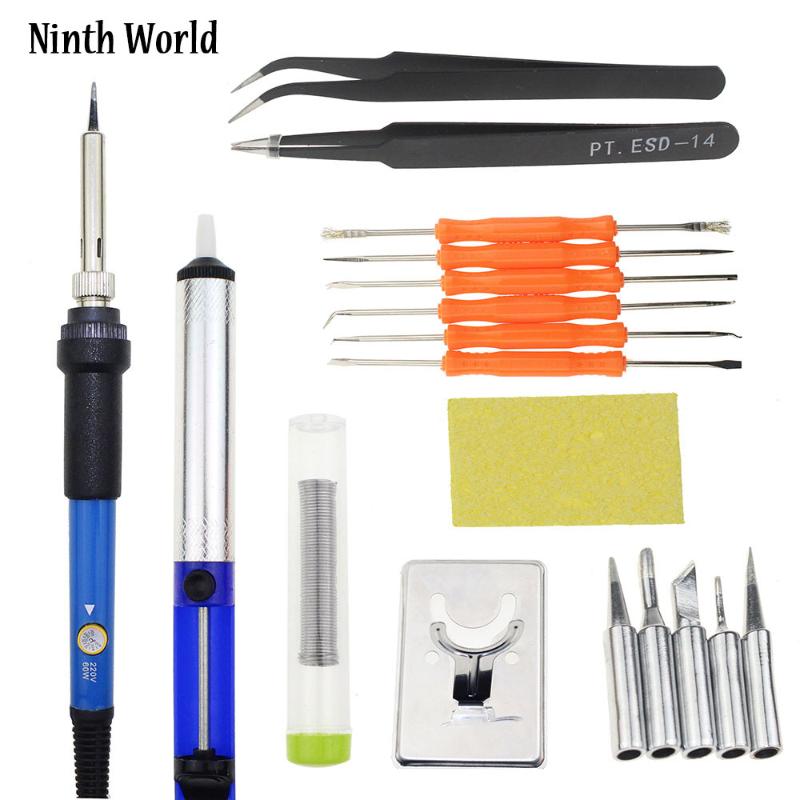 

110V-220V 60W Adjustable Temperature Electric Soldering Iron Kit Soldering Gun Repair Tool To US/EU Plug
