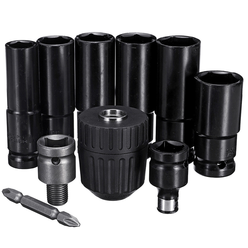 

10 Pcs Electric Wrench Screwdriver Hex Socket Head Kits Set for Impact Wrench Drill