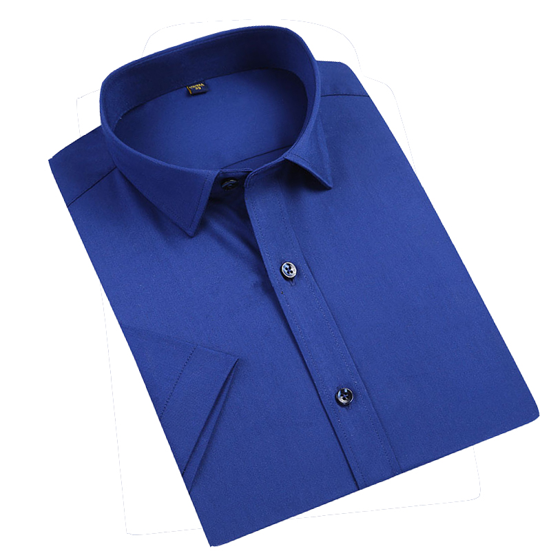 

Male Bamboo Fiber Soft Short Sleeve Business Shirts Men Summer Solid Slim fit Dress Shirt Casual Camisa Masculina 4XL, Zl61