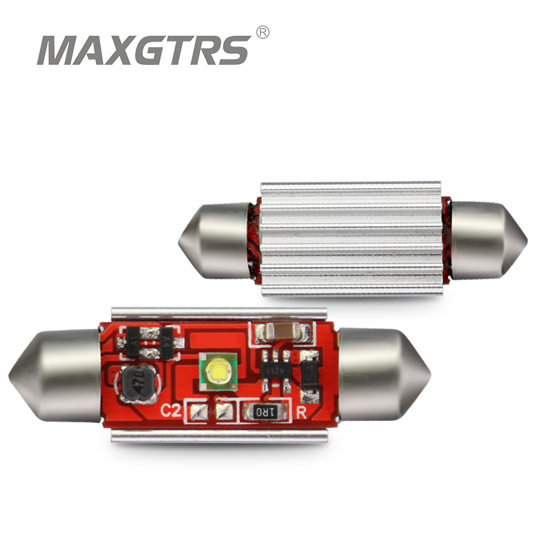 

2X Car Festoon Cree Chip LED Bulb 31mm/36mm/39mm/41mm C5W 12V License Plate Light Lamp Interior Dome Reading Lights Super White, As pic