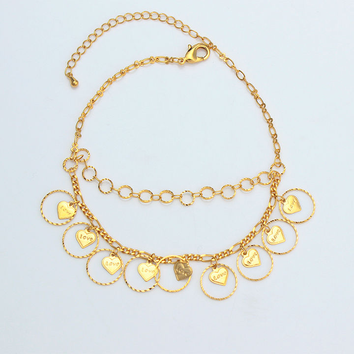

Charm Heart Bracelet/Anklet for Women Girls Gold Color Foot Chain Jewelry Arab/Egypurkey/Iraq/Middle East Items