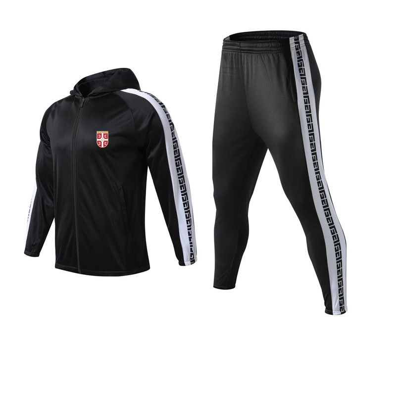

Serbia football Club Men's Running Sportswear Tracksuits Hot Leisure Outdoor Sports Clothing Soccer Long Sleeve Sets for Unisex, Gray