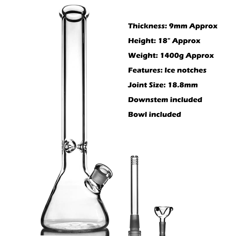 

Hookah Heavy glass water bong 9mm thickness bongs 18 inch smoking pipes big Oil Rig