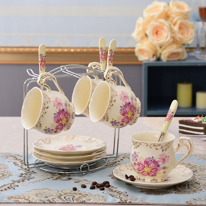 

European Set with Tray Ceramic Coffee Cup Creative simple ceramic porcelain dish Afternoon Home Luxury High-end Wedding