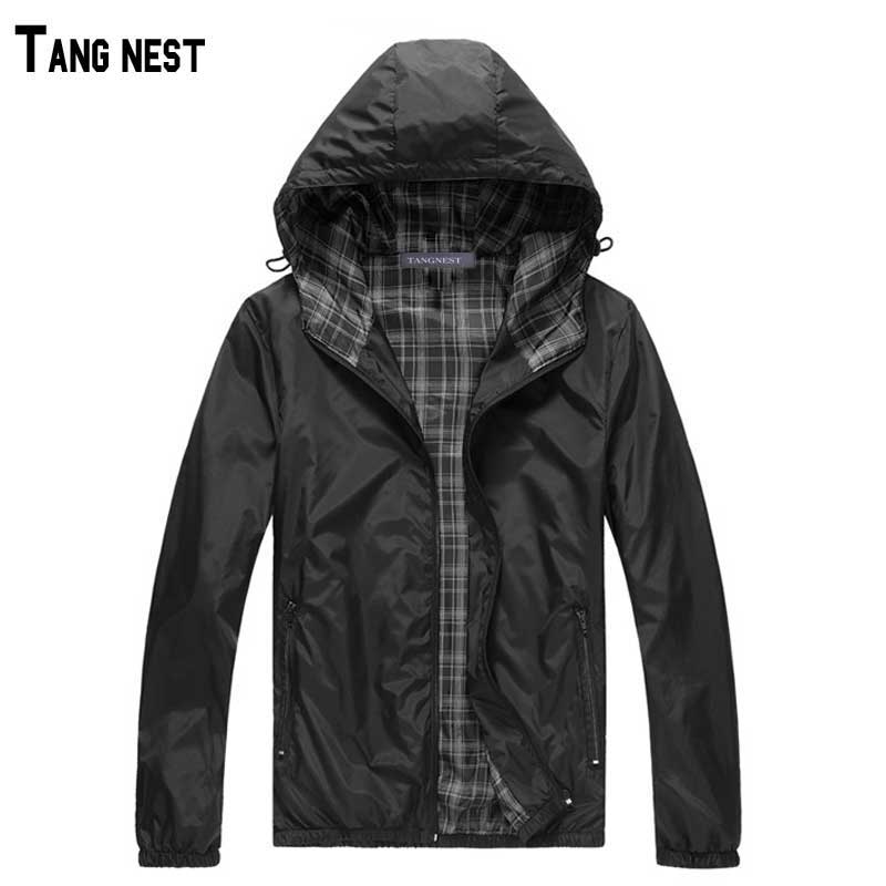 

TANGNEST 2020 New Hot Sale Man Hooded Thin Jackets Male Hoodie Waterproof Thin Windbreaker MWJ093, As pic